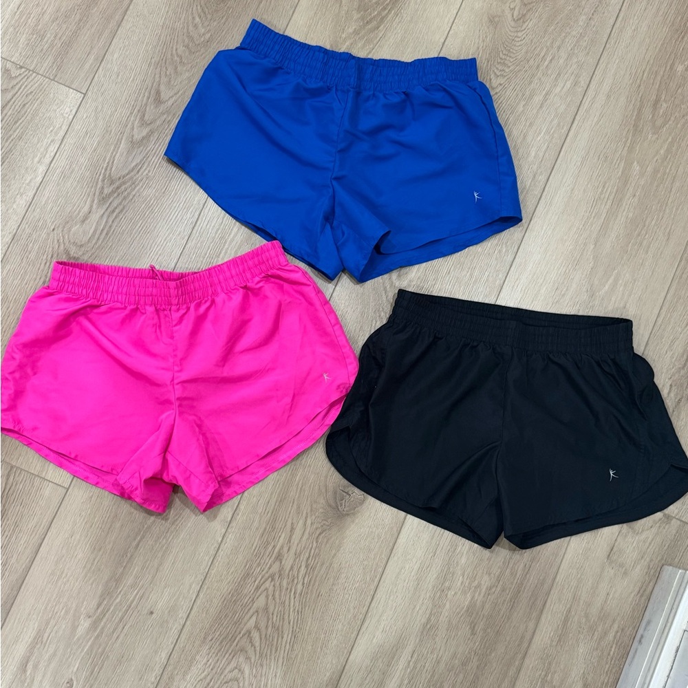 Danskin Now Women's Athletic Shorts - Vibrant Blue, Pink, and Black